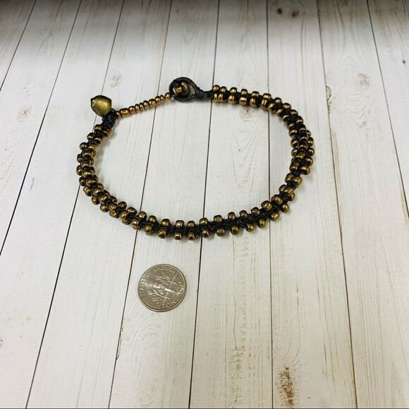 Brass Bead Wrapped Anklet - Picture 1 of 2